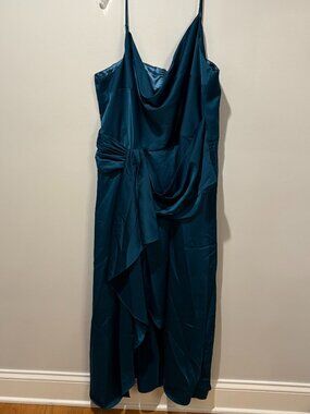 NWT - City Chic Simplicity Faux Wrap Drape Midi Dress Viridian - Size XXL/24
